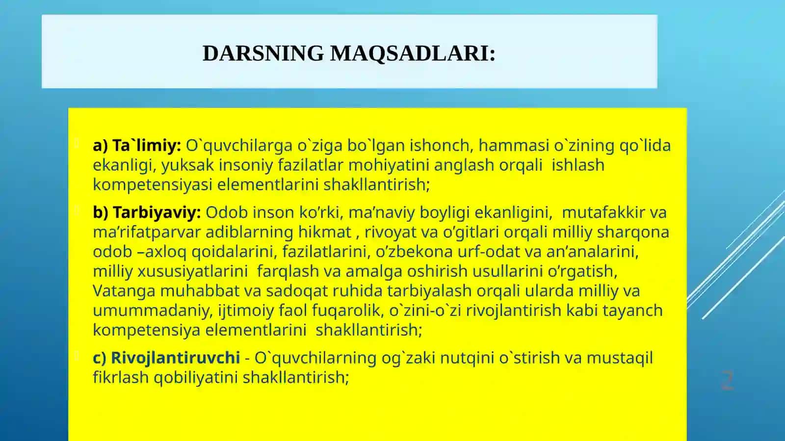 7-sinf Tarbiya fanidan Hammasi o'z qo'limizda mavzusida ochiq dars ishlanma 2