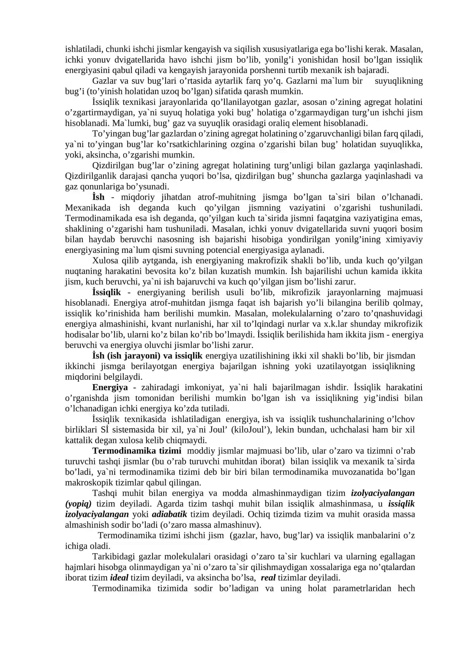 Termodinamika va issiqliq uzatish faniga kirish 2