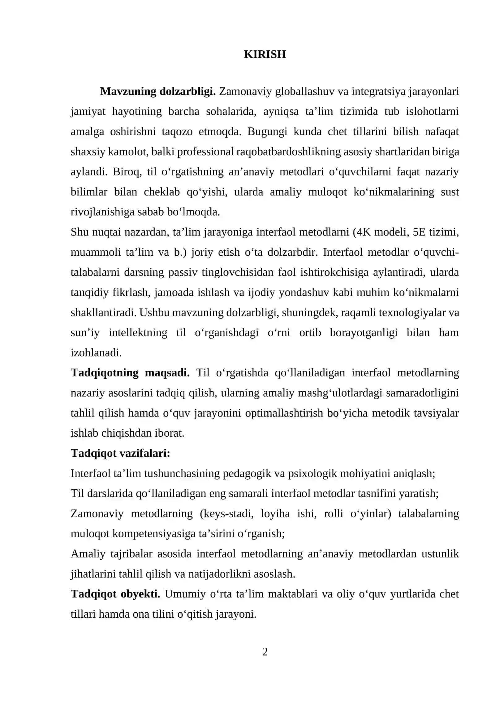 TIL O‘RGATISHDA INTERFAOL METODLARNING NAZARIY ASOSLARI VA AMALIY QO‘LLANILISHI 2