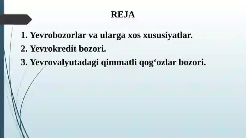 YEVROBOZORLARNING YUZAGA KELISHI VA ULARDAGI OPERATYALAR 2