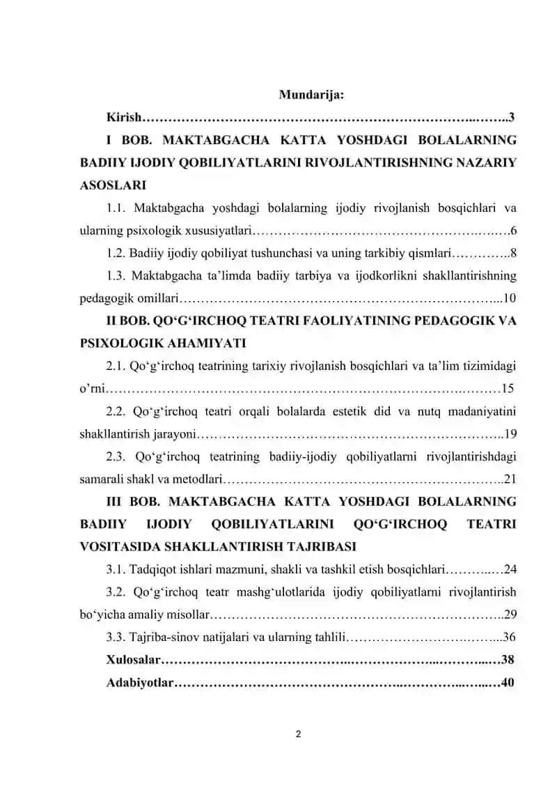 Maktabgacha katta yoshdagi bolalarning badiiy ijodiy qobiliyatlarini qoʻgʻirchoq teatri vositasida shakllantirish mazmuni 2