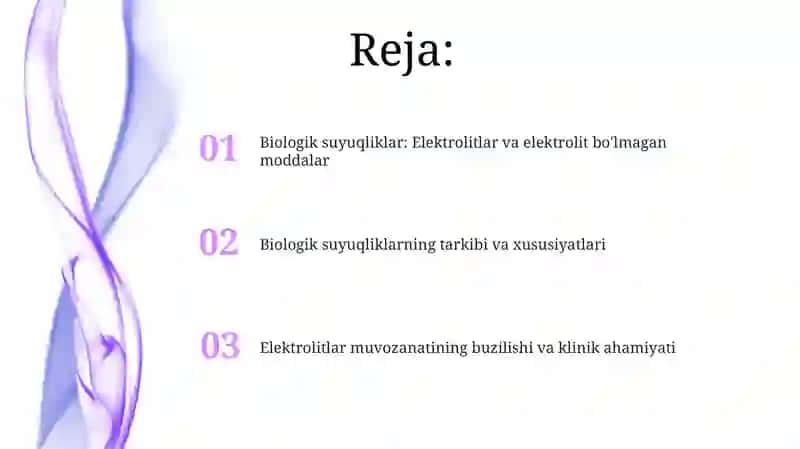 Organizmning biologik suyuqlkklari elektrolit va noelektrolit eritmalari sifatida 2