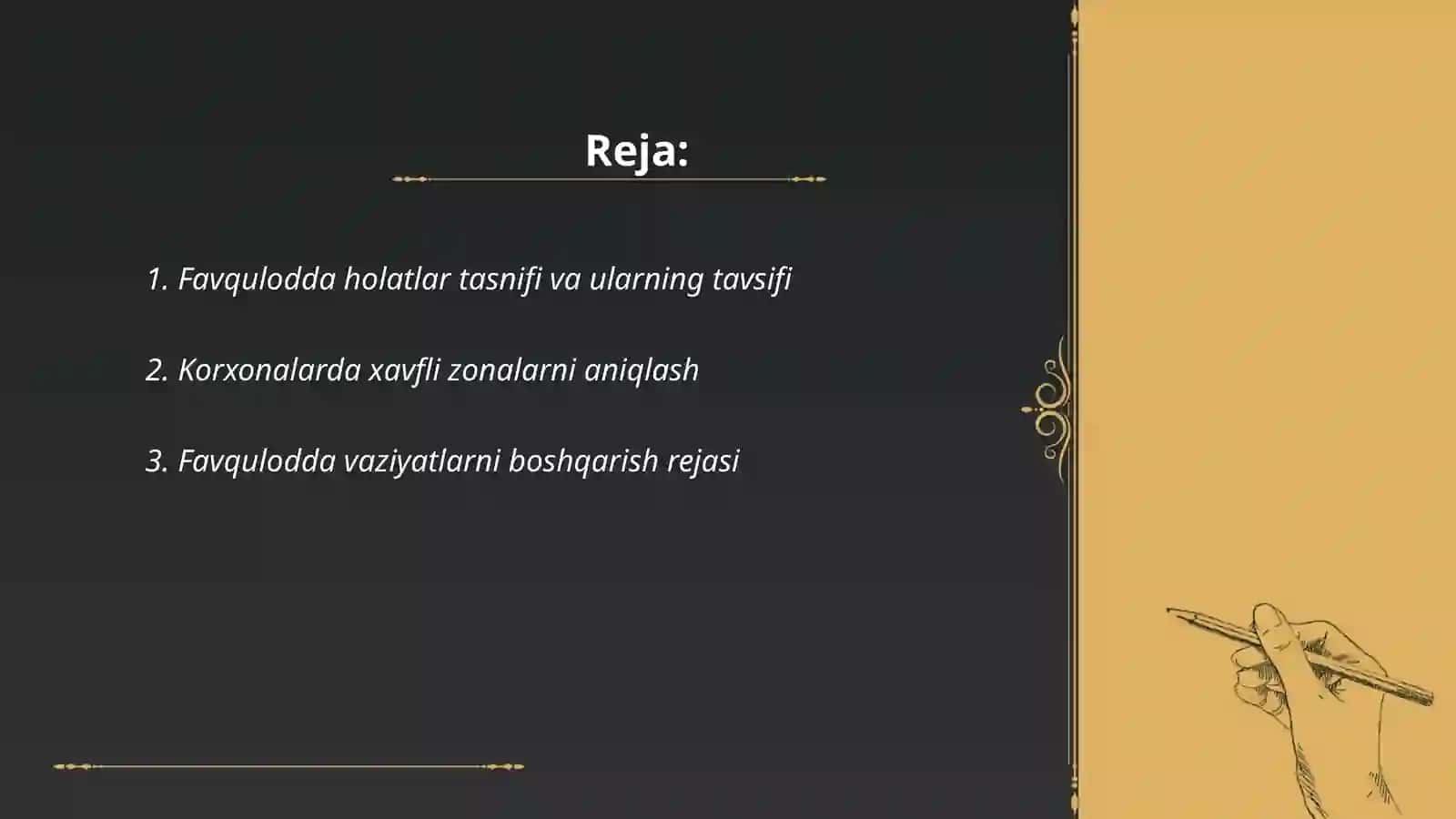 Favqulodda holatlar tasnifi va ularning tavsifi 2