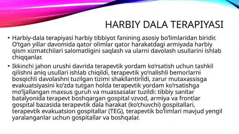 TERAPEVTIK YORDAMGA MUHTOJ BO’LGAN BEMORLARNI ASOSIY XARAKTERISTIKASI 2