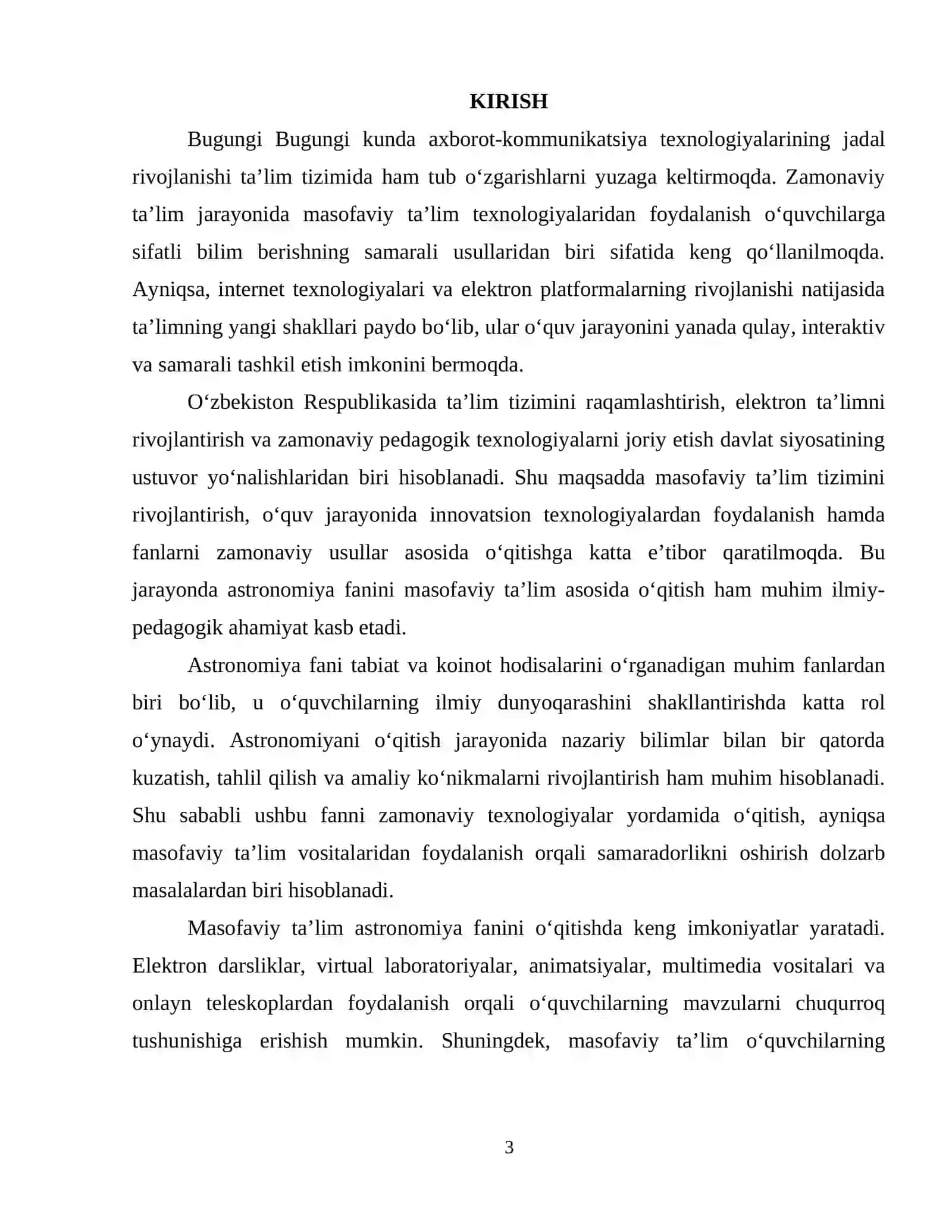 ASTRANOMIYA FANINI MASOFAVIY TA'LIM ASOSIDA O‘QITISH 2