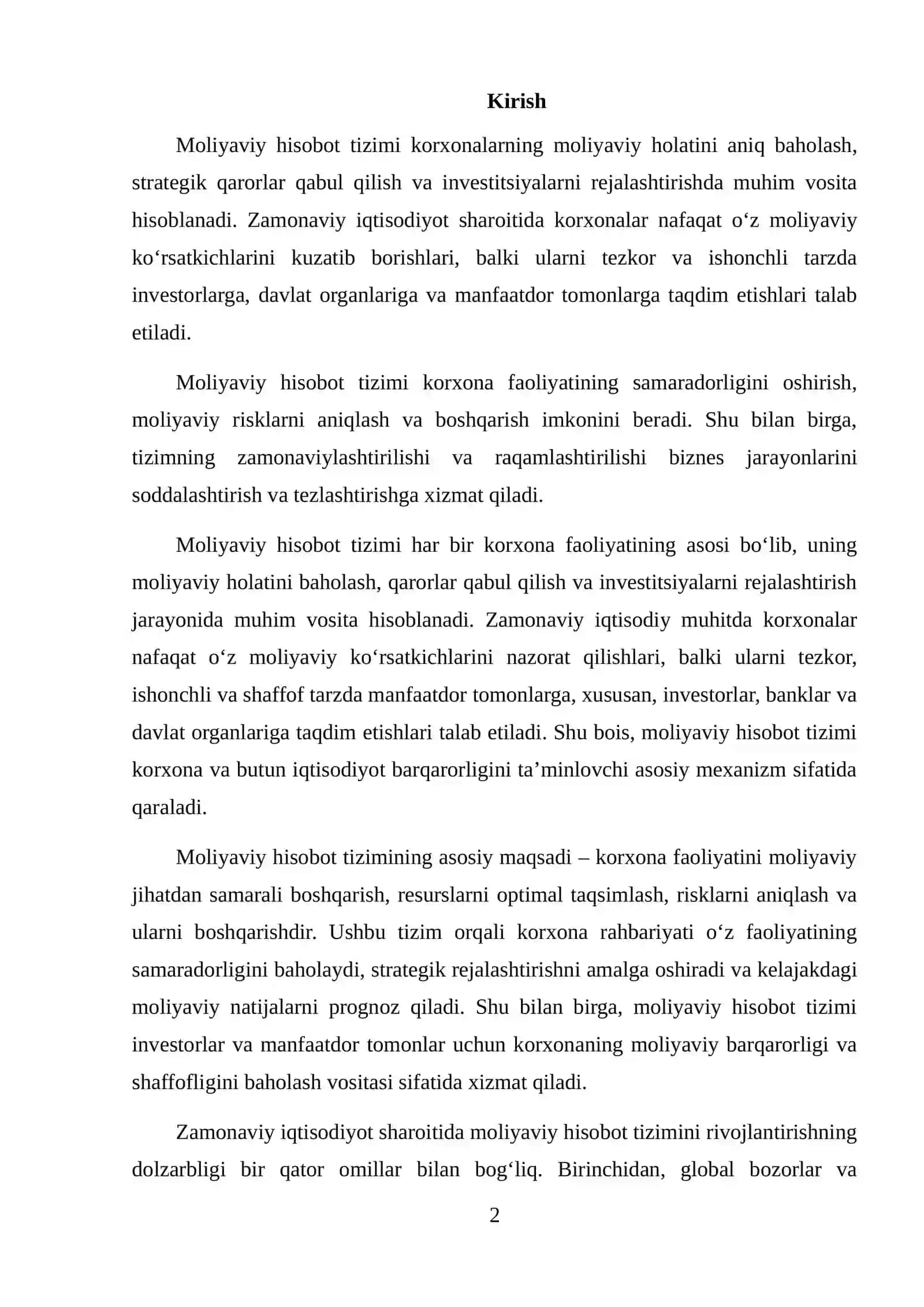 MOLIYAVIY HISOBOT TIZIMINI RIVOJLANTIRISHNING ISTIQBOLLI YO‘NALISHLARI 2