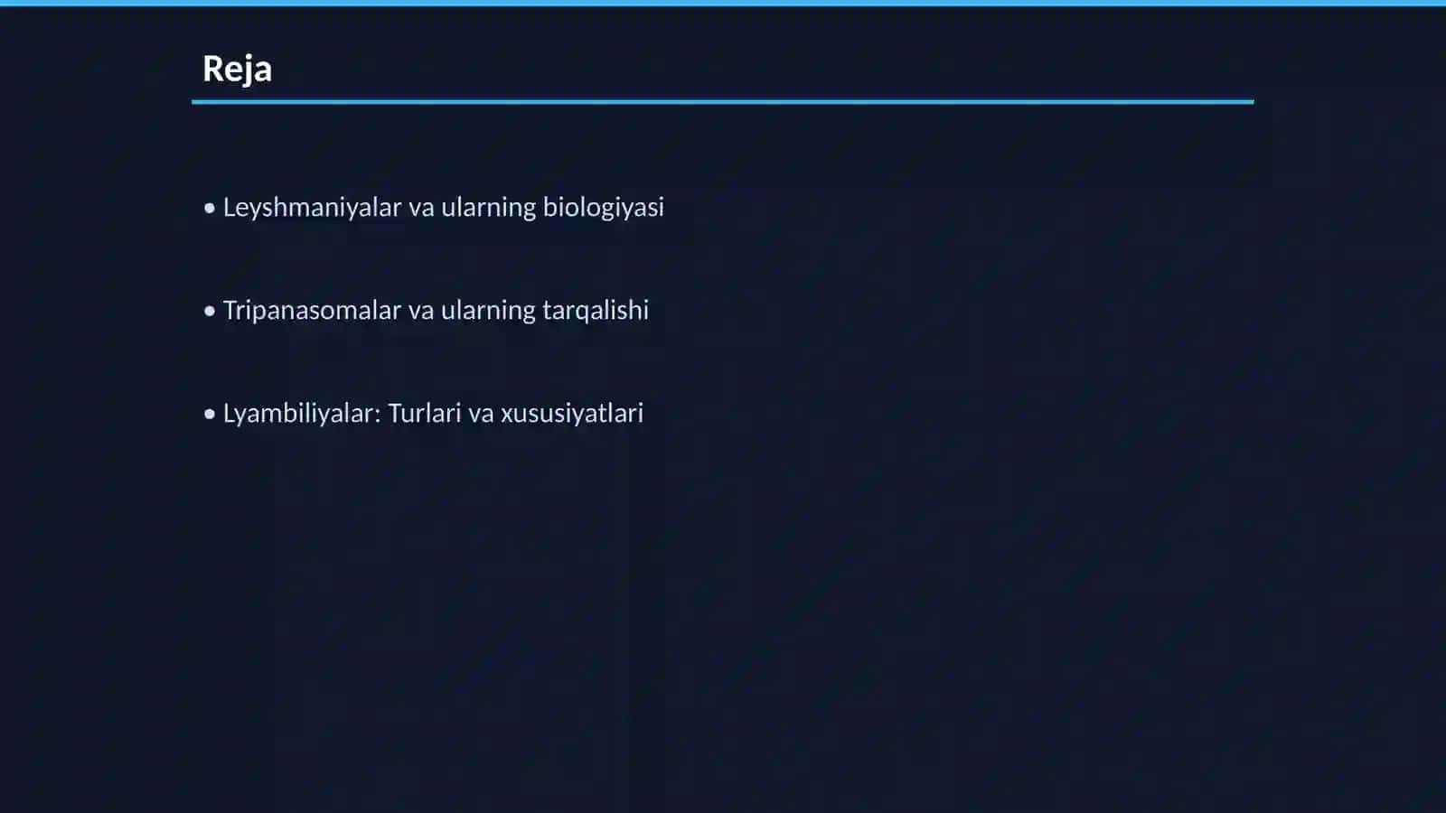 Xususiy protozoologiya. Leyshmaniyalar, tripanasomalar, lyambiliyalar trixomanadalar 2