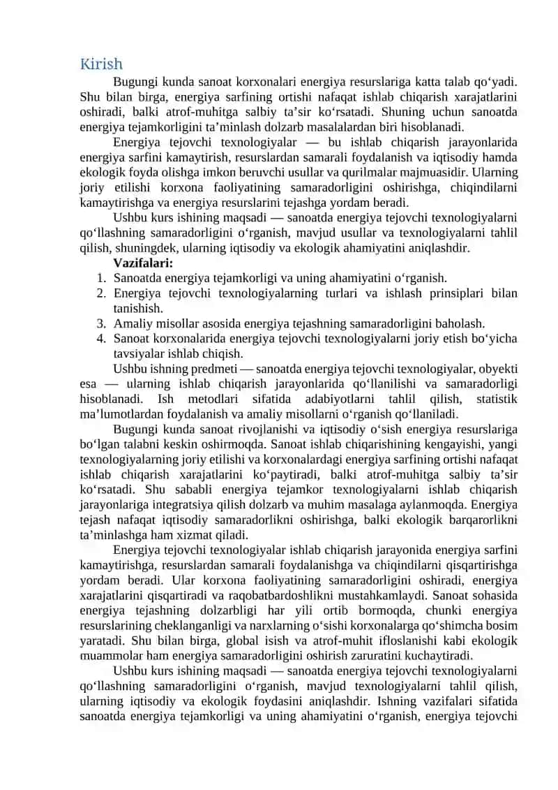 SANOATDA ENERGIYA TEJOVCHI TEXNOLOGIYALARNI QO‘LLASH 2