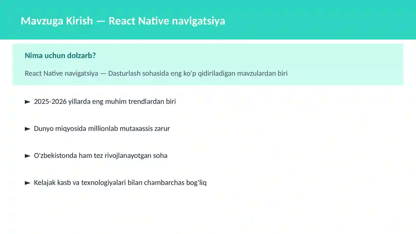 React Native navigatsiya 2