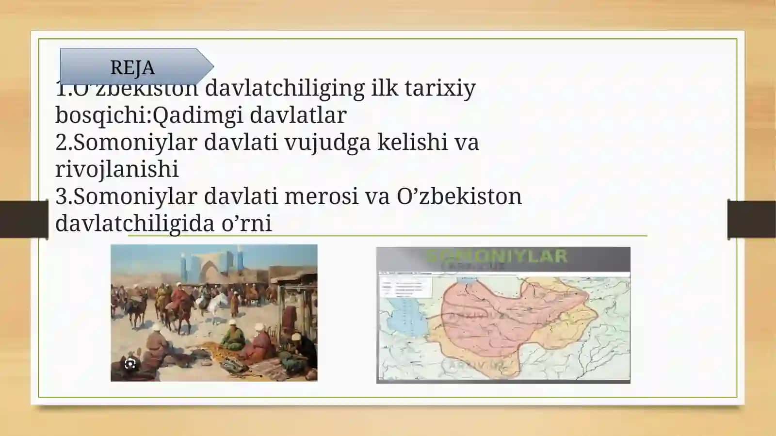 O‘zbekiston davlatchiligining tarixiy bosqichlari. Somoniylar davlati tarixi (14 slaydli prezentatsi 2
