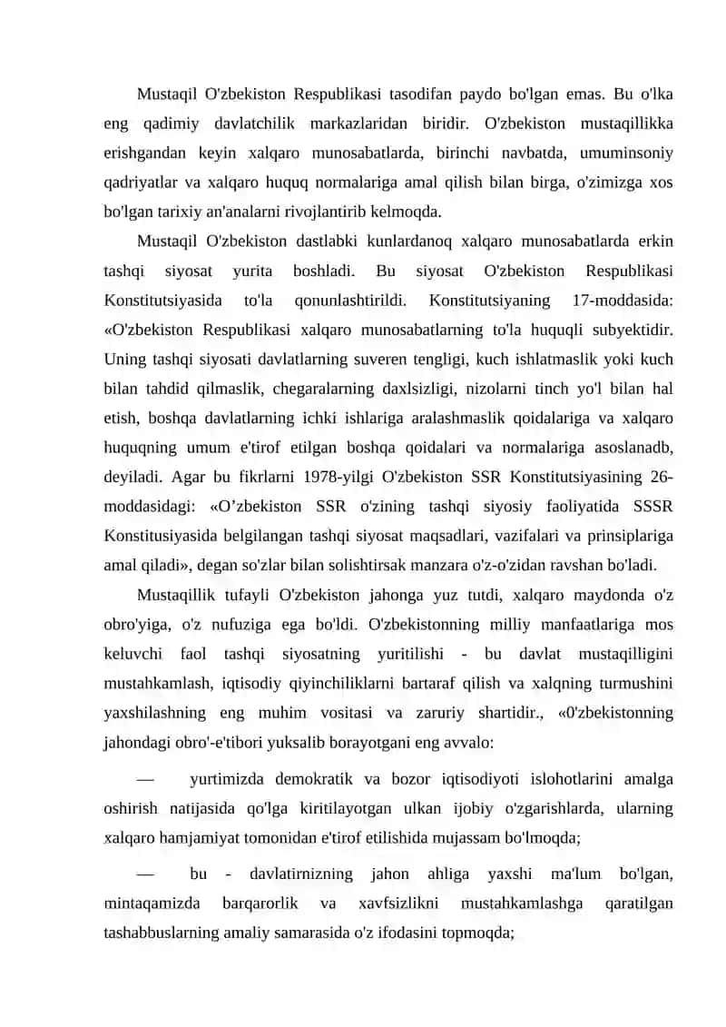 O'zbekistonning xalqaro tashkiyotlar bilan hamkorlik aloqalari 2
