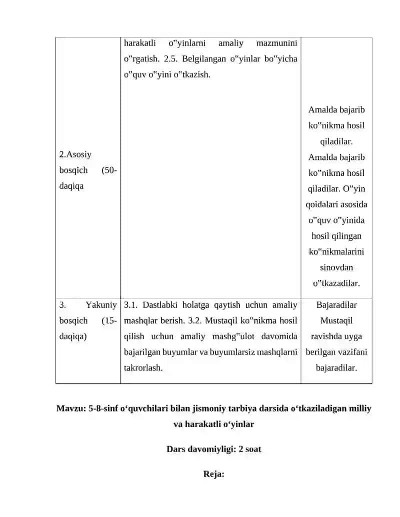 Jismoniy tarbiya darsidagi amaliy mashg'ulot 2