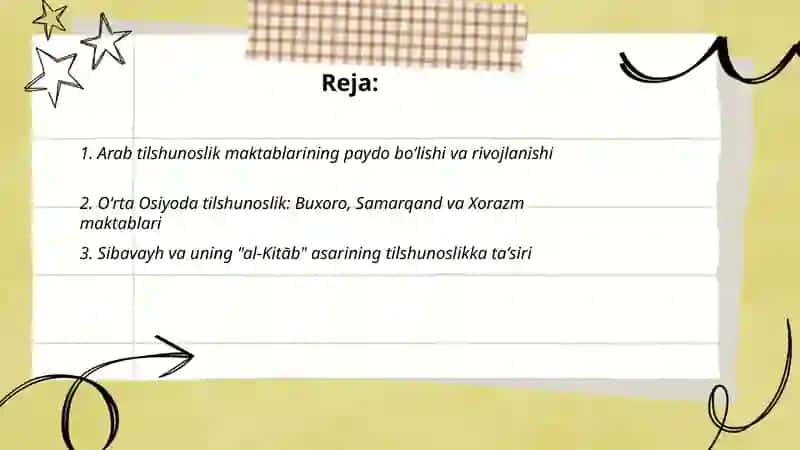 Oʻrta asrlar tilshunosligi ( Arab va Oʻrta Osiyoda til ilmining taraqqiyoti) 2