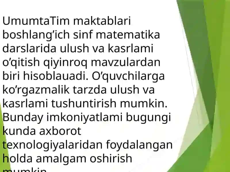 Ulushga ko’ra butunni, butunga ko’ra ulushni topishda axborot texnologiyalardan foydalanish 2