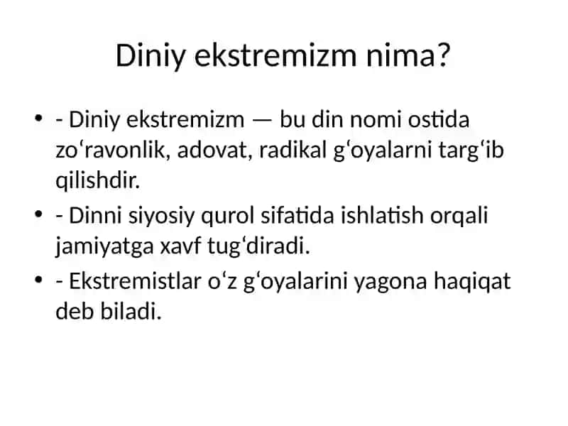 DINIY EKSTREMIZM: MAZMUNI, SABABLARI VA OLDINI OLISH YO‘LLARI 2