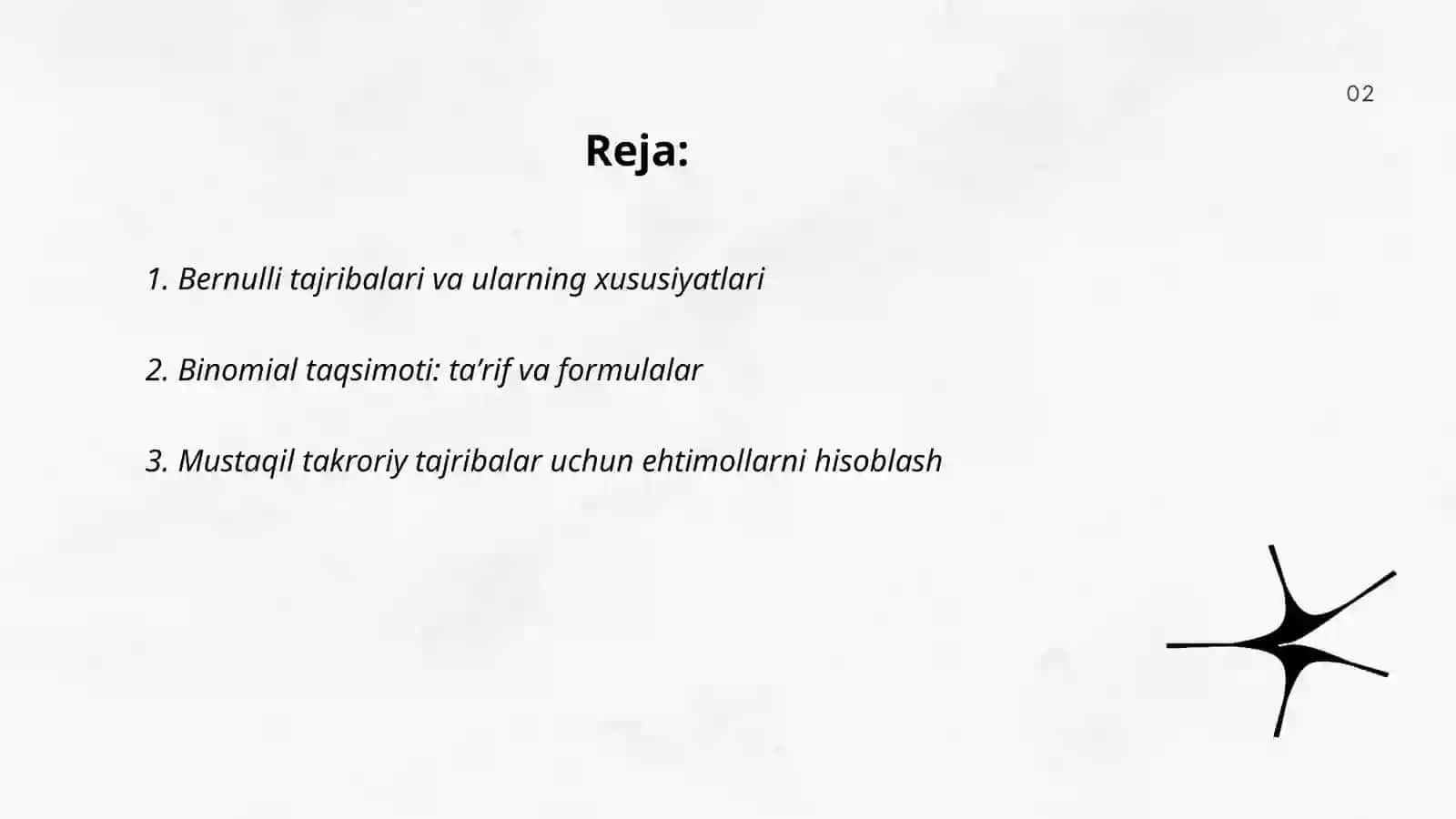 Bernulli tajribalari va ularning xususiyatlari 2