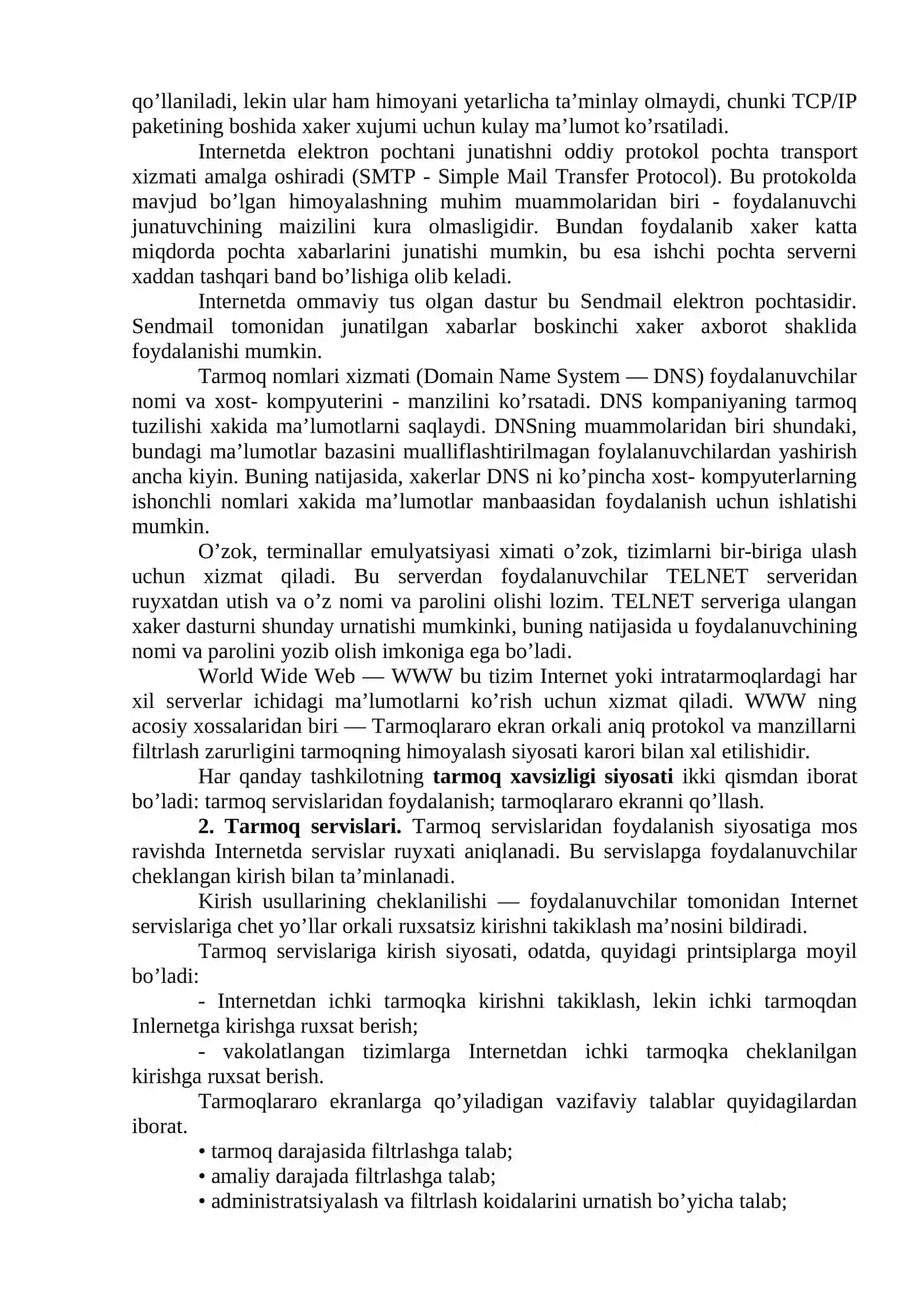 Tarmoqlar aro ekran texnologiyasi 2