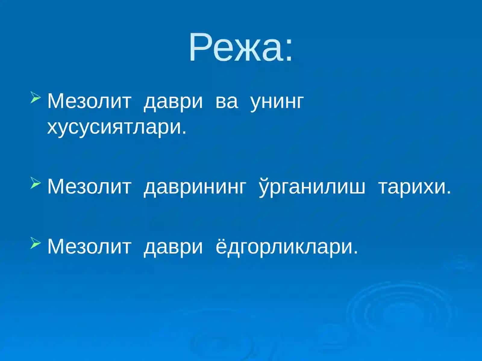 Мезолит даври ва унинг ўрганилиши 2