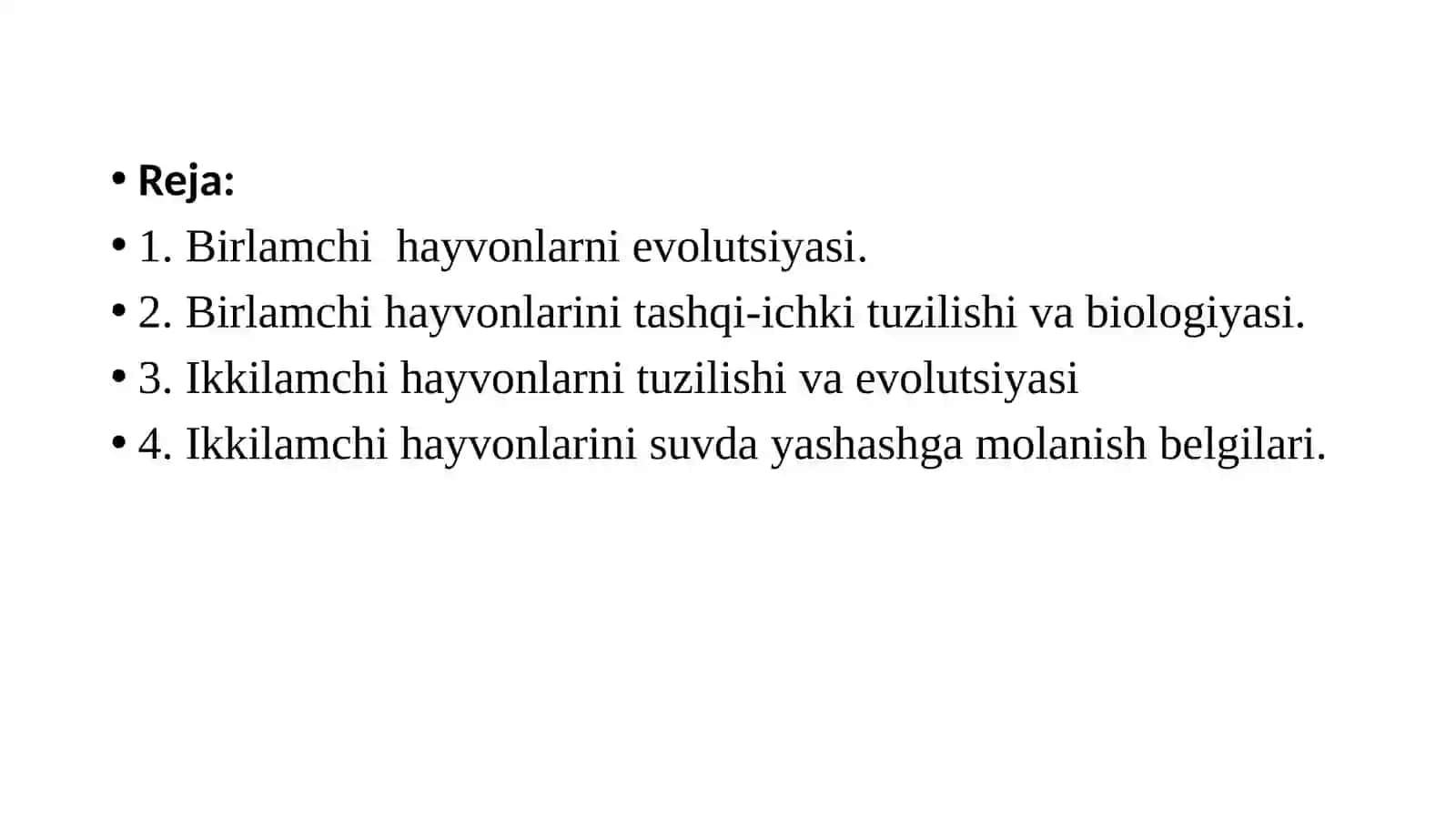 Birlamchi va ikkilamchi hayvonlar evolutsiyasining ikki yoʻnalishi kurs ishi 2