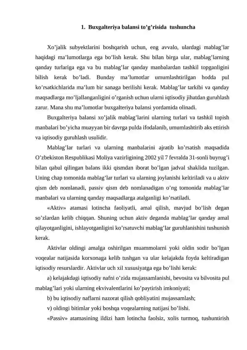 Buxgalteriya balansining tarkibiy tahlili 2