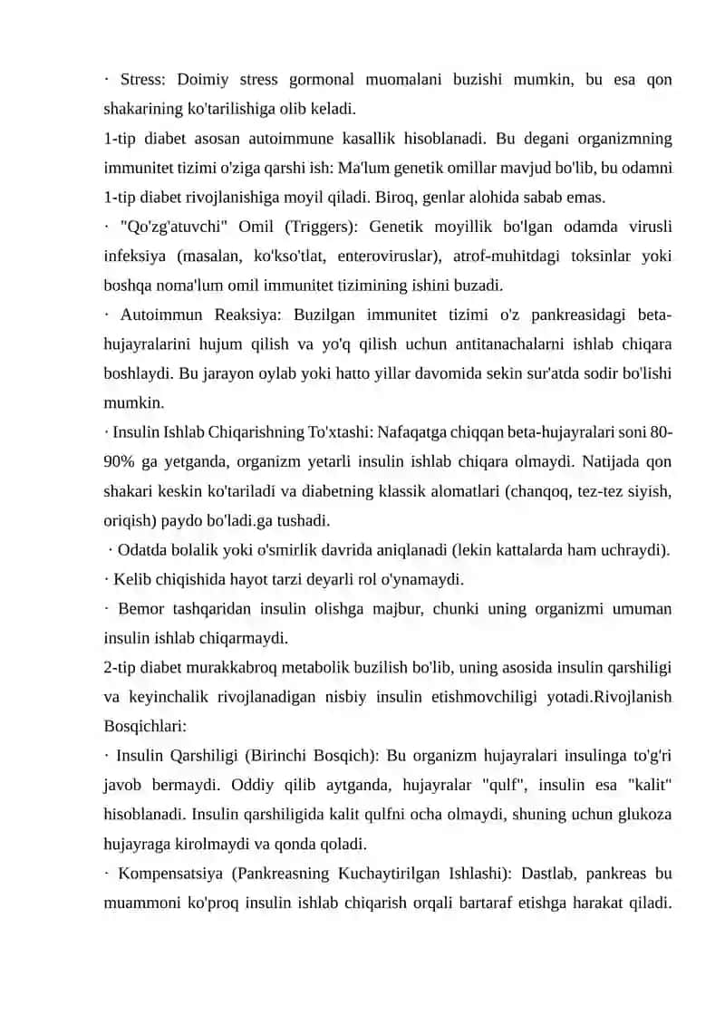 Qandli diabet va uning kelib chiqish sabablari 2