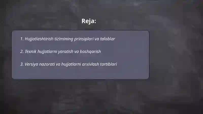Hujjatlashtirish, baholash va texnik xizmat ko‘rsatish 2