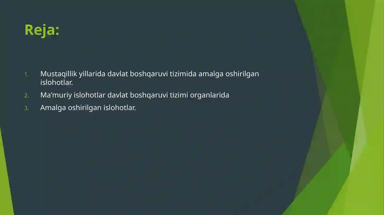 Mustaqillik yillari davlat boshqaruv tizimida amalga oshirilgan islohotlar 2