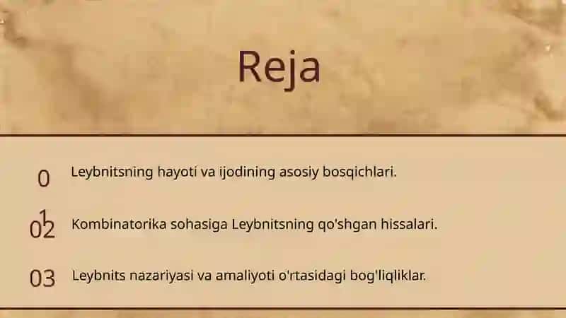 G. V. Leybnitsning hayoti va ijodi (kombinatorikaga qo'shgan hissalari) 2
