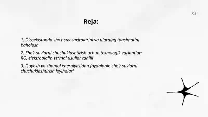 Oʻzbekiston sharoitida shoʻr suvlarni chuchuklashtirish gʻoyasini ishlab chiqish 2
