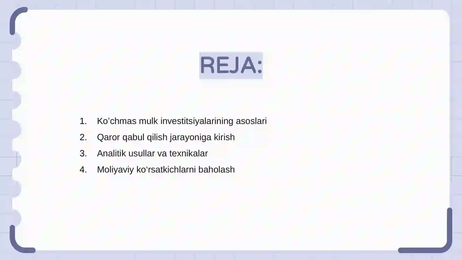 Koʻchmas mulk investitsiyalarida qaror qabul qilish usullari 2