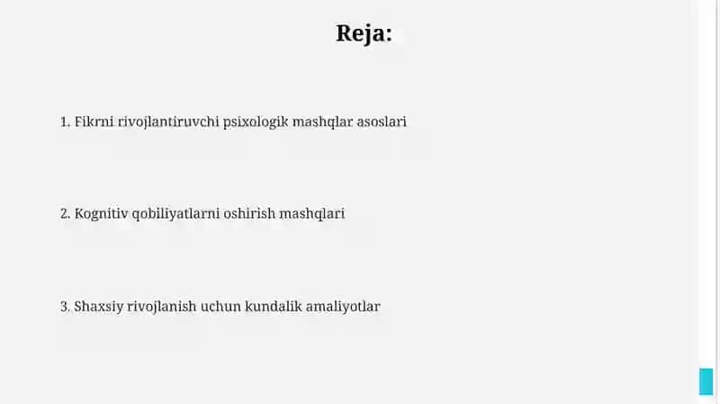 Fikrni rivojlantiruvchi psixologik mashqlar 2