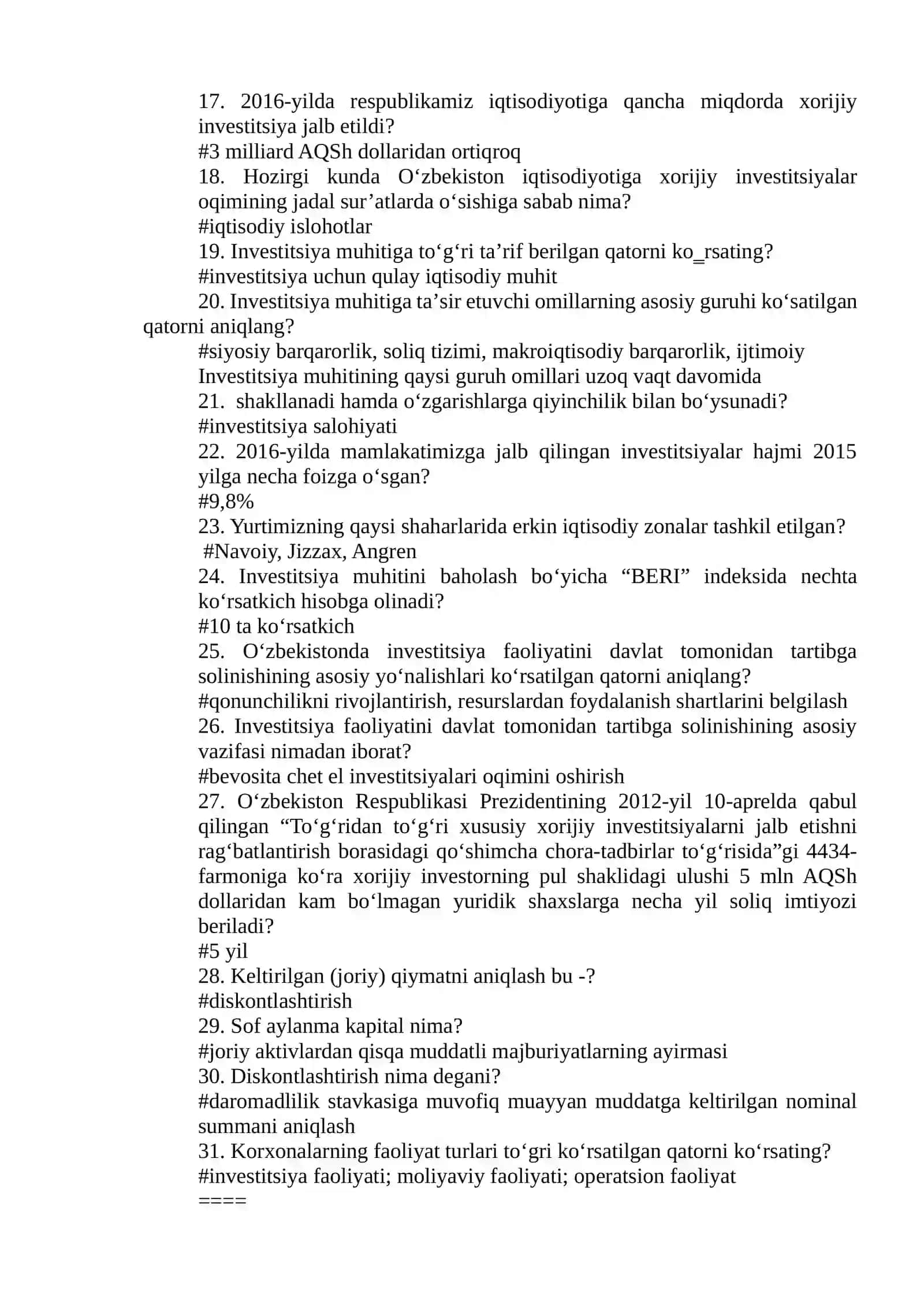 Investitsiya faoliyati 2