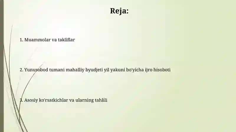 Yunusobod tumani mahalliy budjetining yil yakunlari bo’yicha ijrosi 2