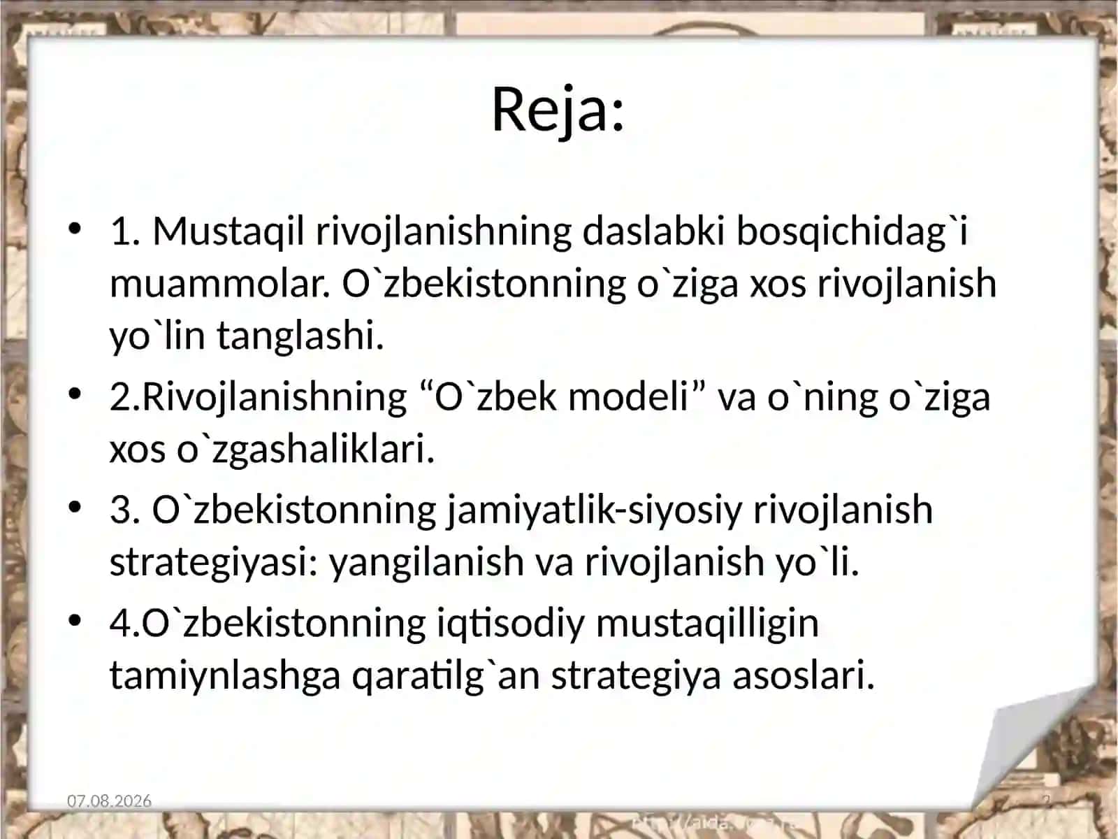 O‘zbekistonningo‘ziga xos istiqlol va taraqqiyot yo‘li 2