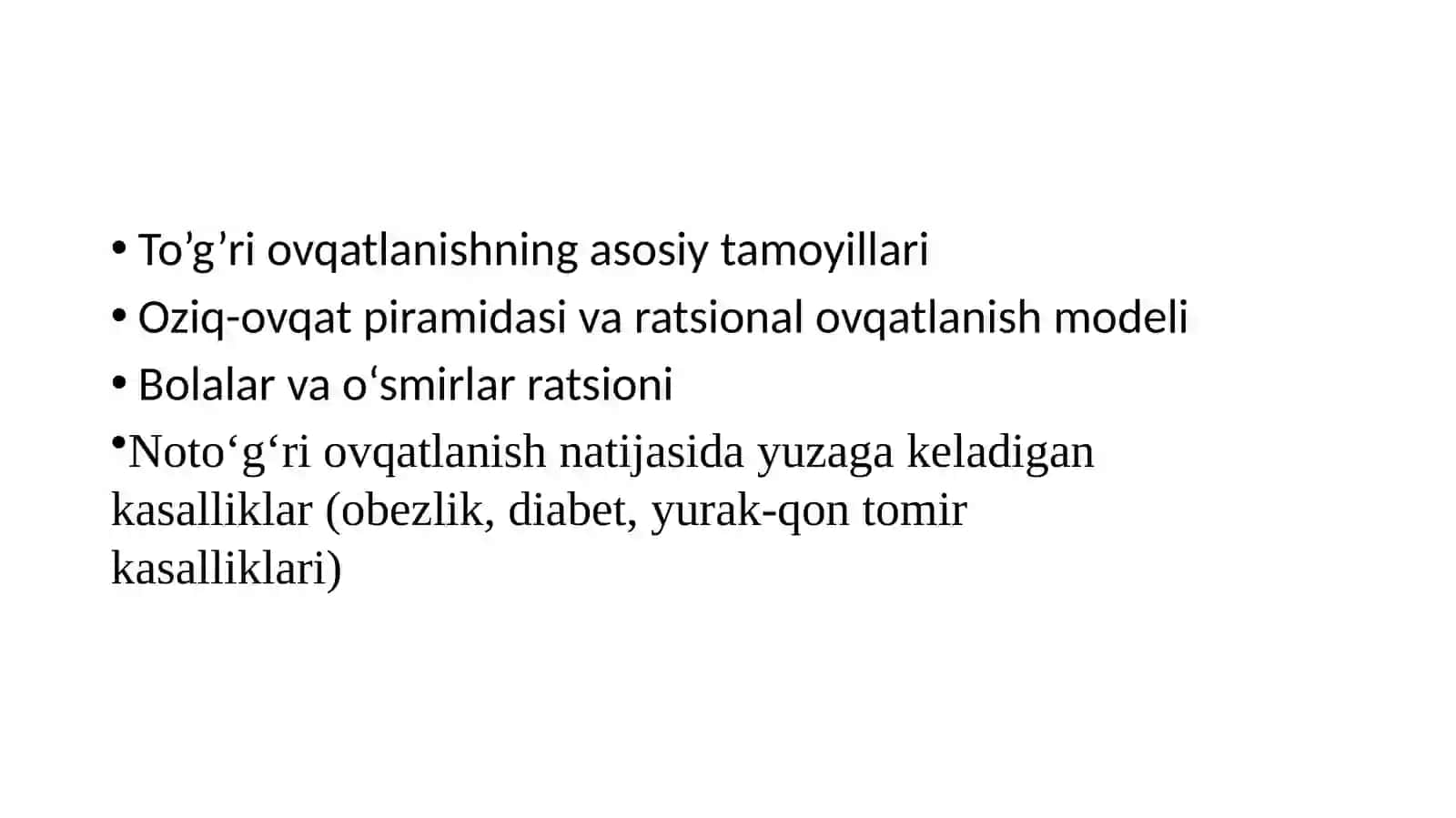 Oziq-ovqat piramidasi va sifatli ovqatlanish modeli 2