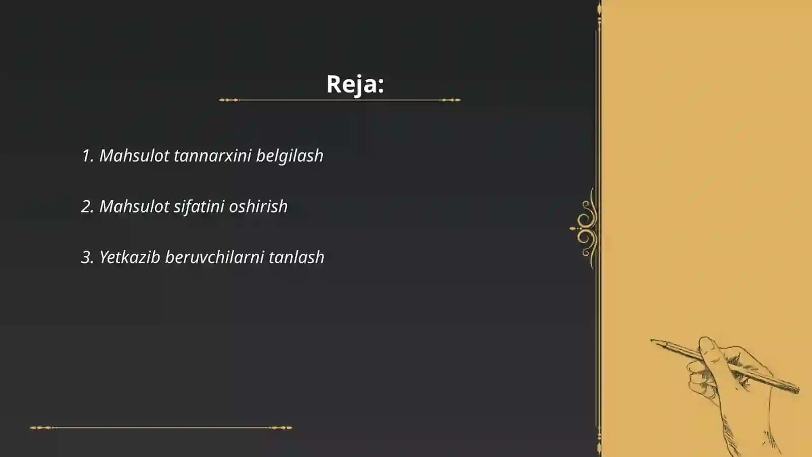 Mahsulot tannarxini belgilash 2