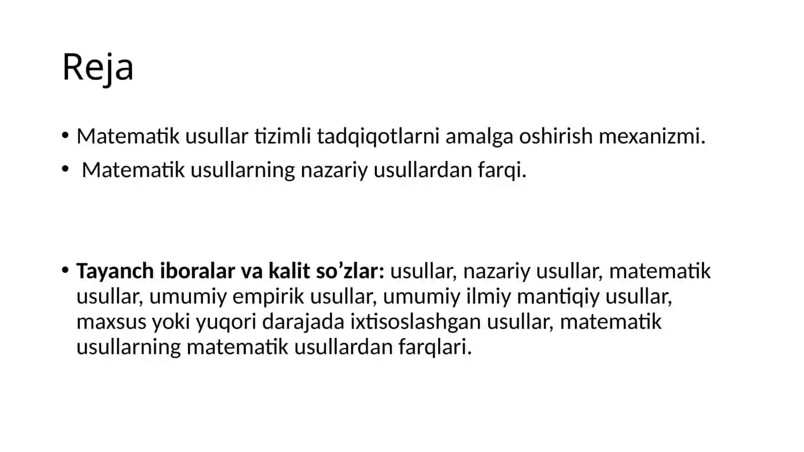 Matematik tadqiqot usullarining tavsifi 2