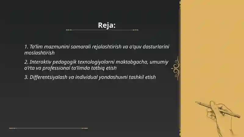 Maktabgacha umumiy oʻrta, professional taʼlimda oʻqitish jarayonlarini samarali tashkil etish 2