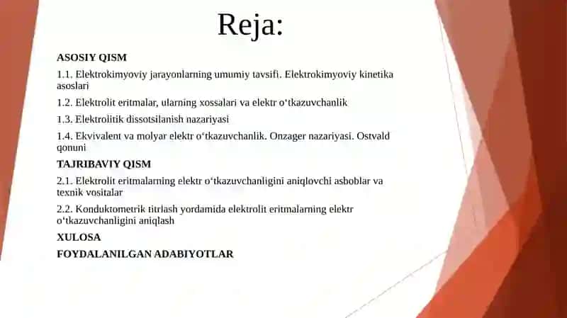 Eritmalarning elektir o‘tkazuvchanligi 2