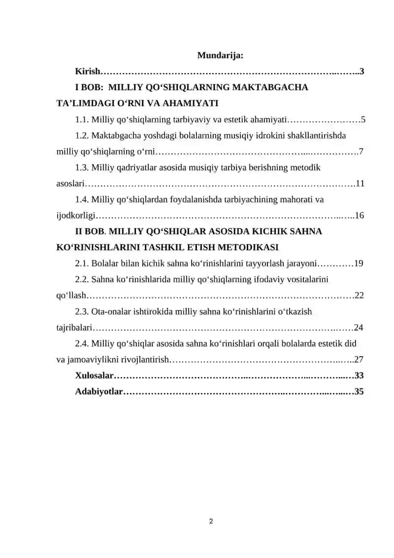Milliy qo‘shiqlar asosida kichik sahna ko‘rinishlar. 2
