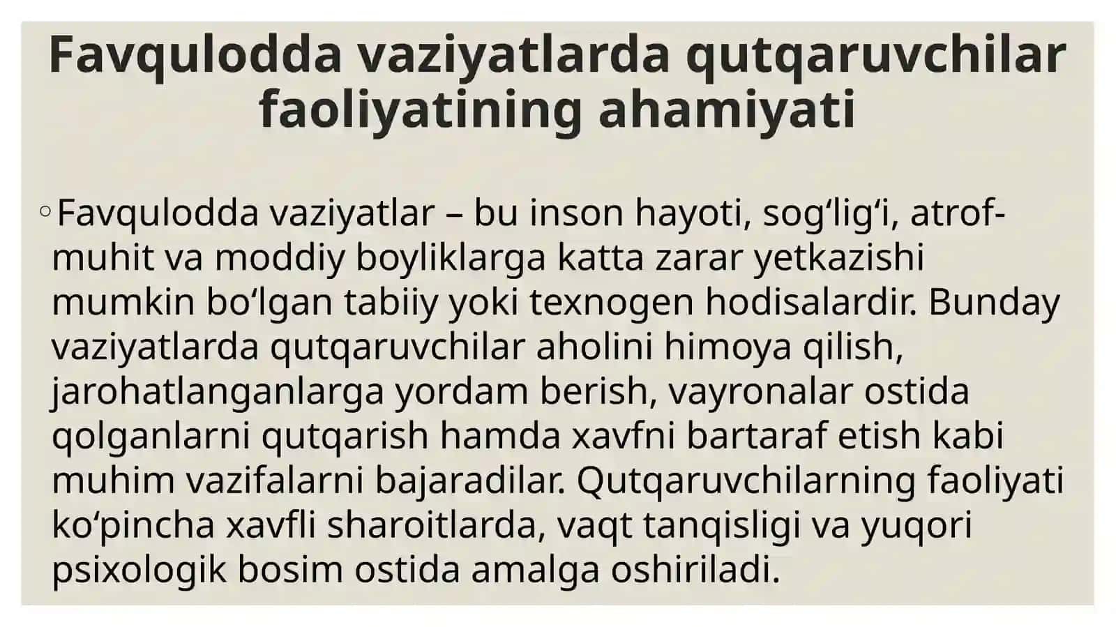 Favqulodda vaziyatlarda qutqaruvchilarning maʼnaviy ruhiy tayyorgarligini oshirish 2