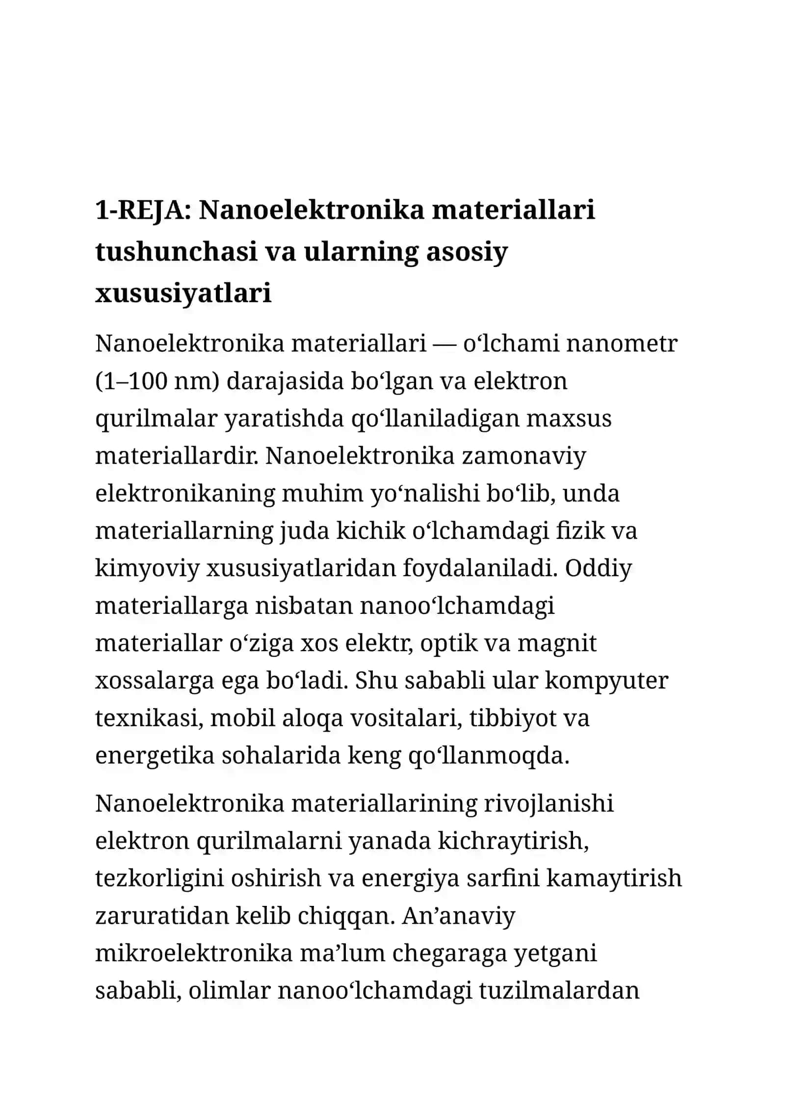 Nanoelektronika materiallari. 2