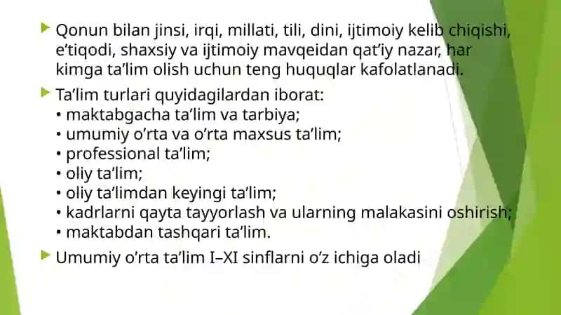 Taʼlimtoʼgʼrisida Qonun 2