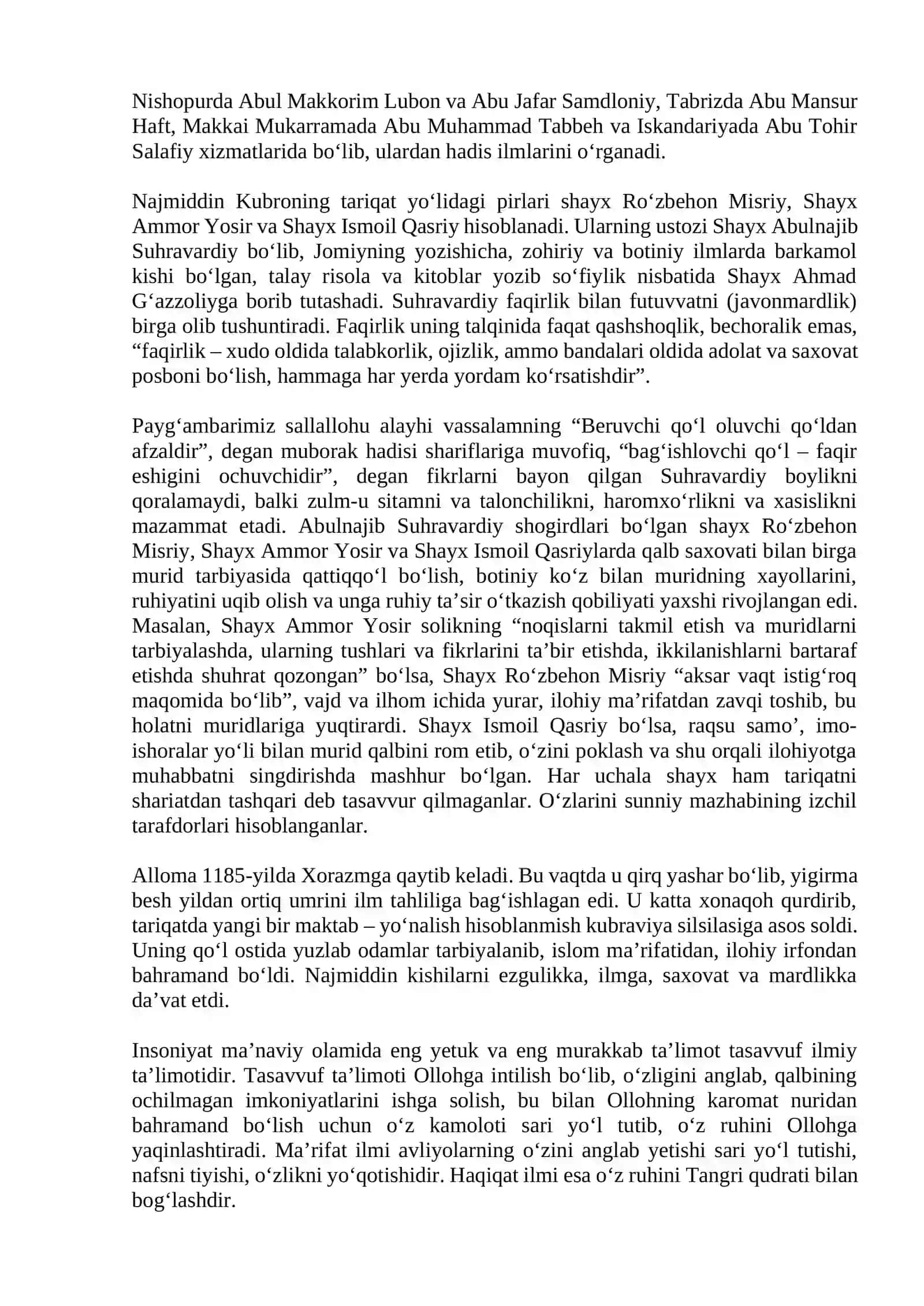Najmiddin Kubro hayoti va ilmiy faoliyati 2