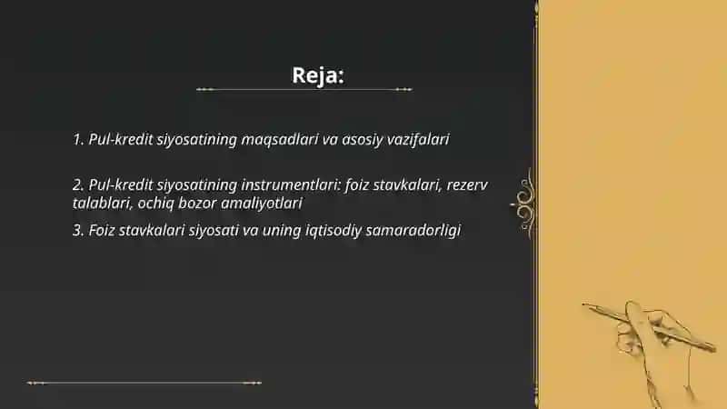 Pul-kredit siyosati va uning samaradorligi 2