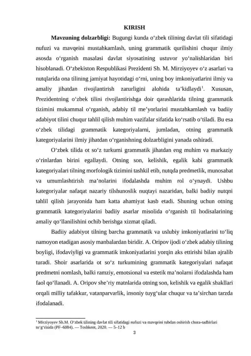OTNING GRAMMATIK KATEGORIYALARI (A. ORIPOV ASARLARI MISOLIDA) 2