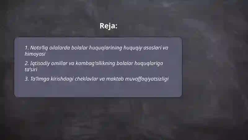 Notoʻliq oilalarda bolalar huquqlarining buzilishi va uning oqibatlari 2