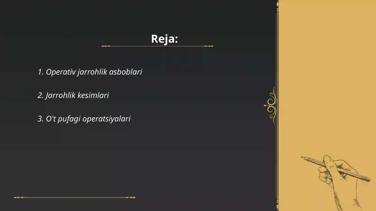 Operativ xirurgiya va topografik anatomiya fanidan 2
