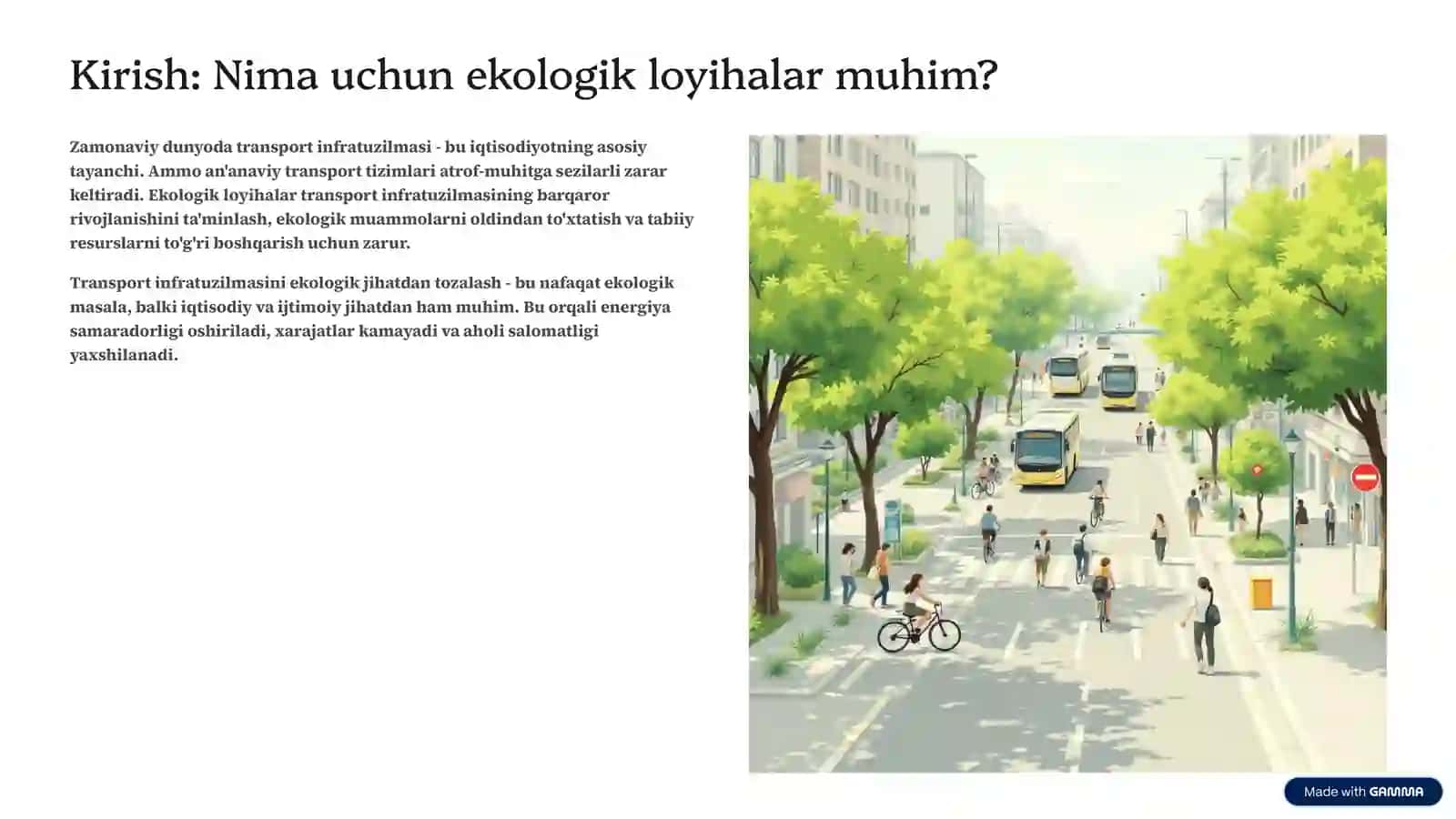 Transport infratuzilmasida ekologik loyihalar ishlab chiqish: Barqaror kelajak sari 2