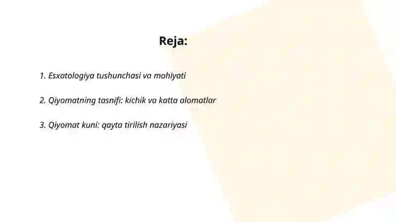 Esxatologiya mohiyati qiyomat va oxirat dunyosi Amirxon 2